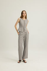 Arianna Button Top in Heather Grey
