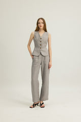 Florence Linen Waistcoat in Heather Grey
