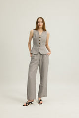 Florence Linen Waistcoat in Heather Grey