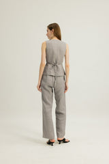 Florence Linen Waistcoat in Heather Grey