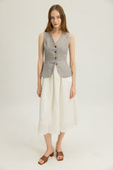 Florence Linen Waistcoat in Heather Grey