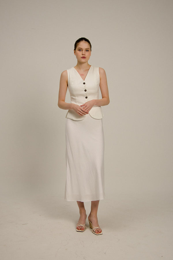 Florence Linen Waistcoat in White