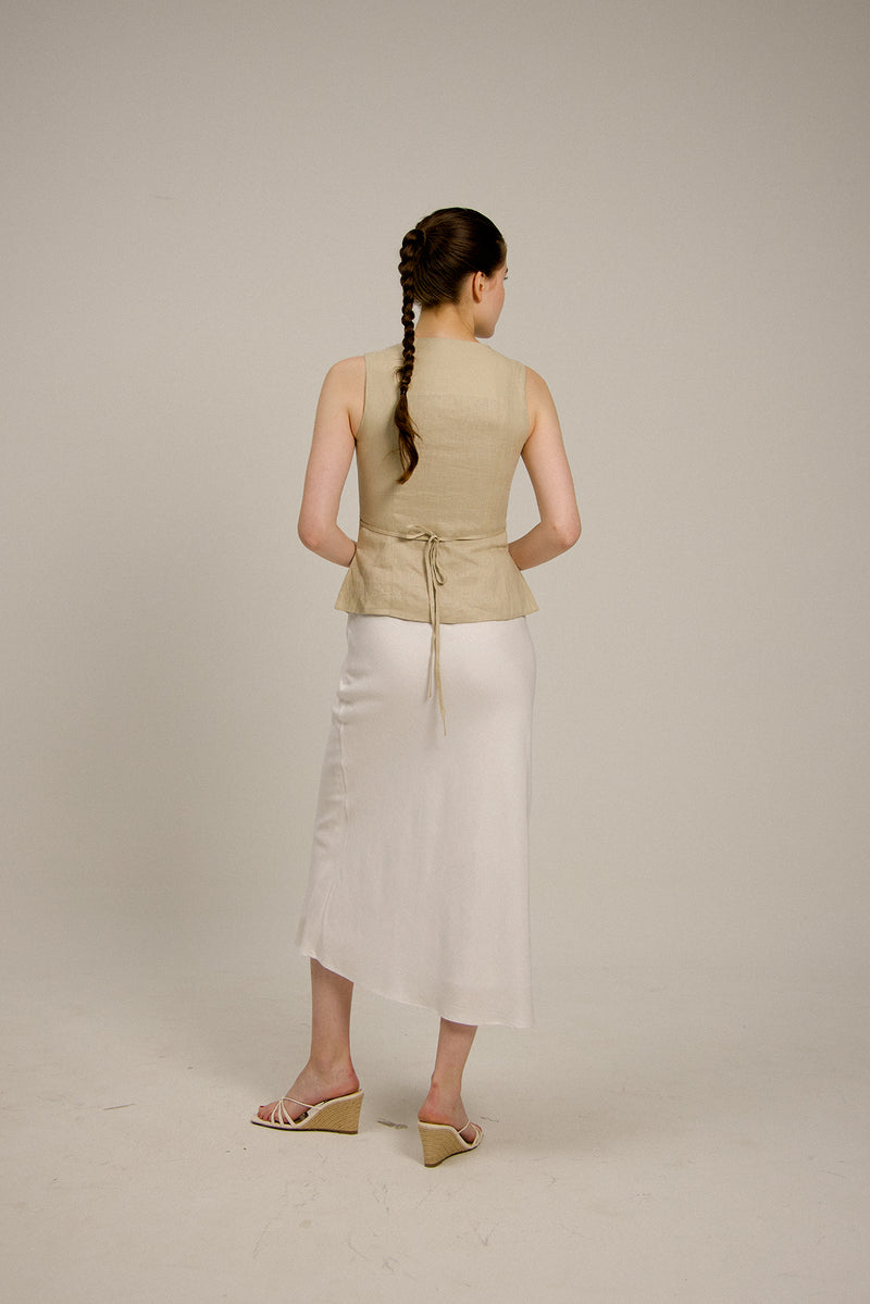 Florence Linen Waistcoat in Sand