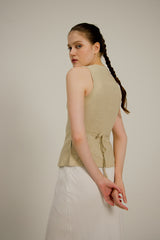 Florence Linen Waistcoat in Sand