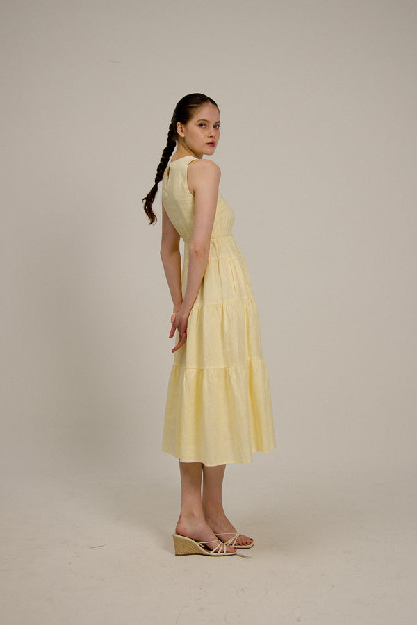 Hazel Sleeveless Tiered Dress in Primrose