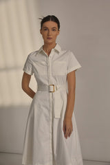 Grace Short Sleeve Cotton Dress in White