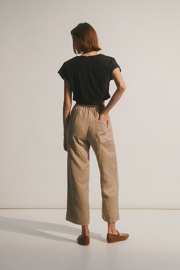 Danielle Elasticated Day Trousers in Taupe
