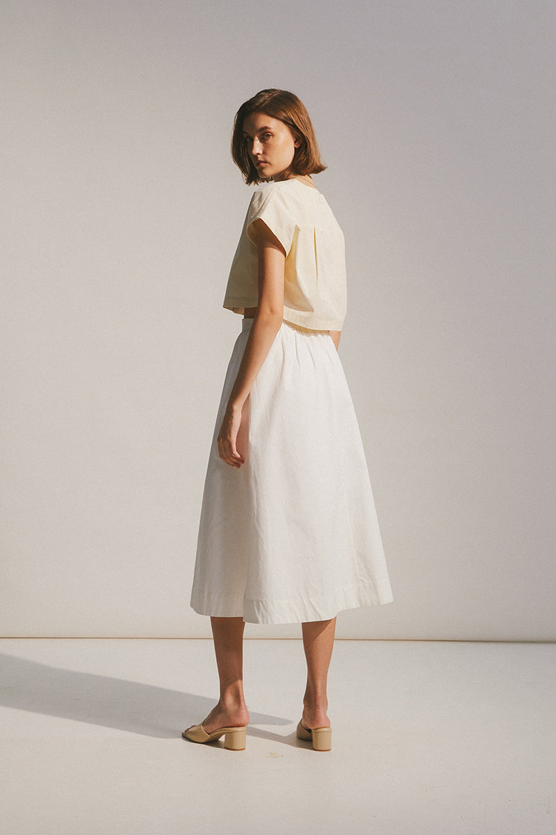 Chloe Elasticated Cotton Skirt in White