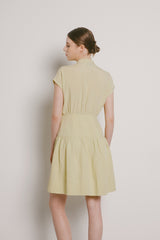 Marnie Mandarin Collar Short Dress in Pear