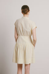 Marnie Mandarin Collar Short Dress in Primrose