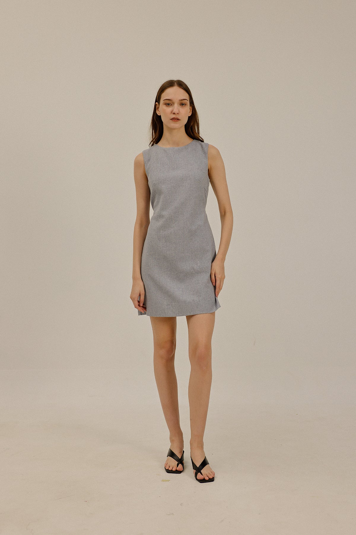 Oaklyn Waist Tie Short Dress in Hazy Blue – Génue