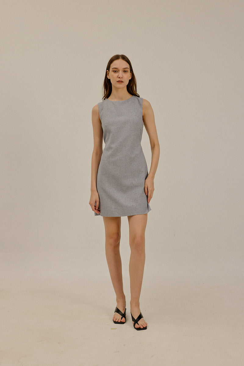 Oaklyn Waist Tie Short Dress in Hazy Blue