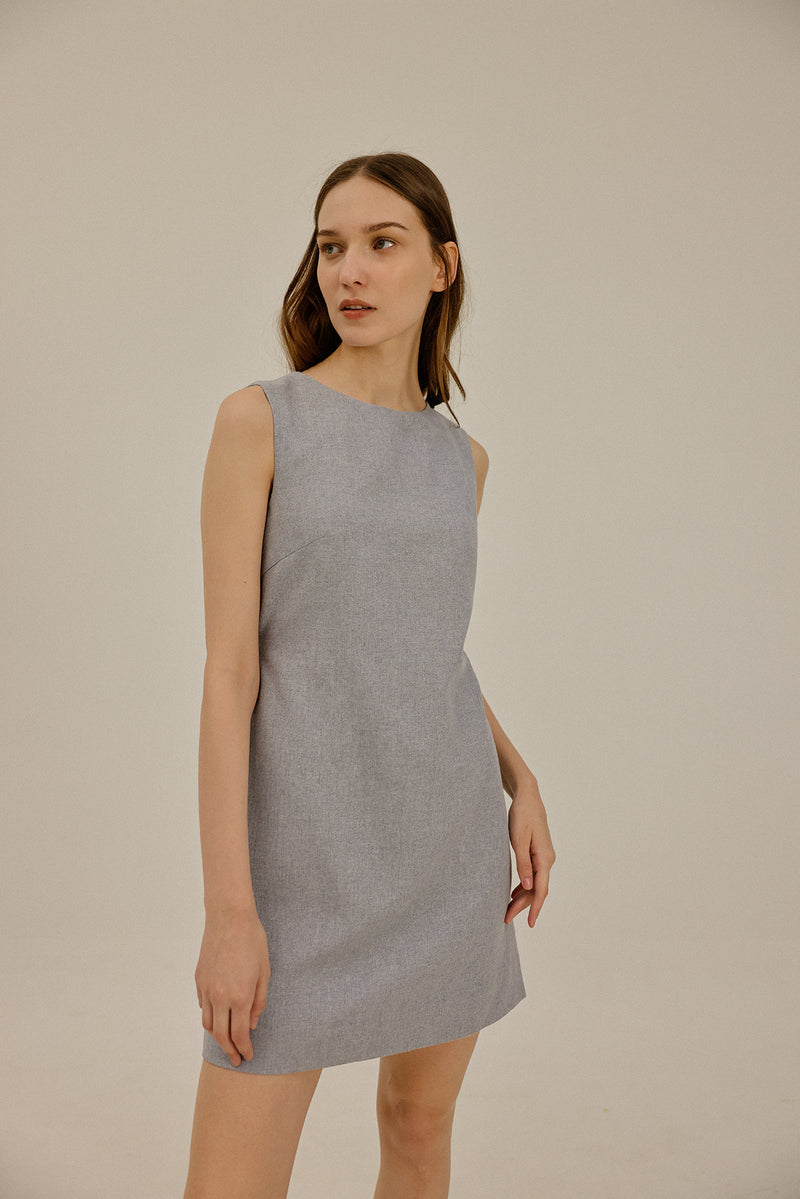 Oaklyn Waist Tie Short Dress in Hazy Blue