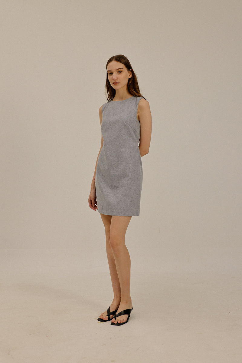 Oaklyn Waist Tie Short Dress in Hazy Blue – Génue