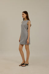 Oaklyn Waist Tie Short Dress in Hazy Blue