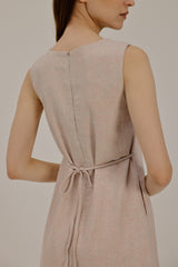 Oaklyn Waist Tie Short Dress in Peach