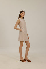 Oaklyn Waist Tie Short Dress in Peach