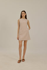 Oaklyn Waist Tie Short Dress in Peach