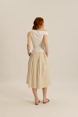 Wylie Box Pleat Skirt in Almond