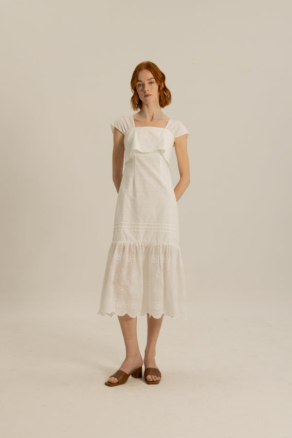 Taylor Layered Sleeved Dress in White