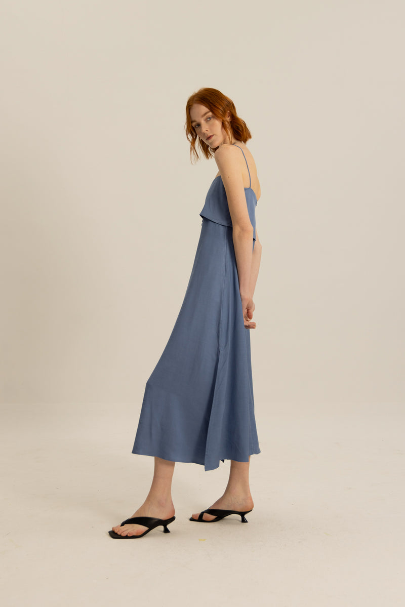 Sienna Layered Cami Dress in Cornflower Blue