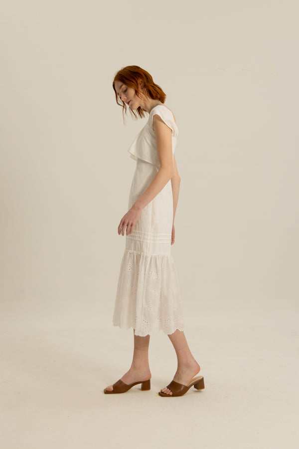 Taylor Layered Sleeved Dress in White