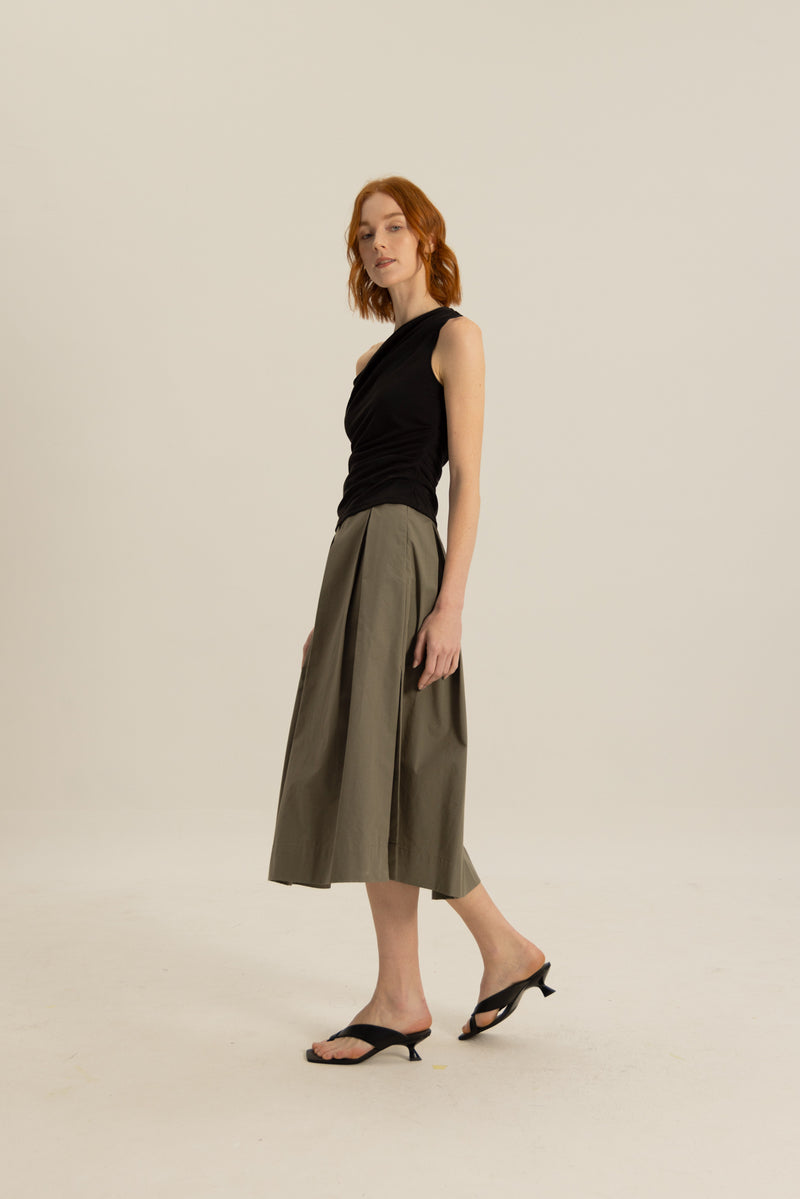 Wylie Box Pleat Skirt in Olive