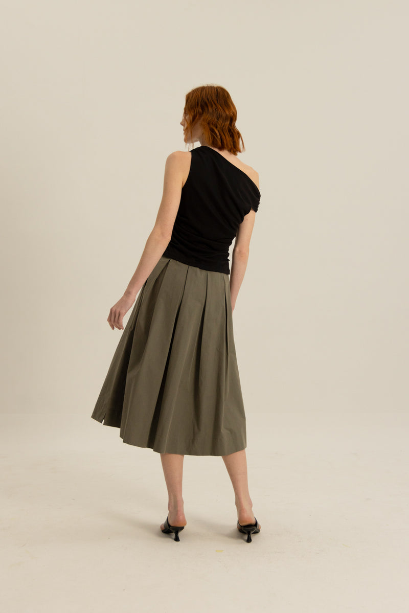 Wylie Box Pleat Skirt in Olive