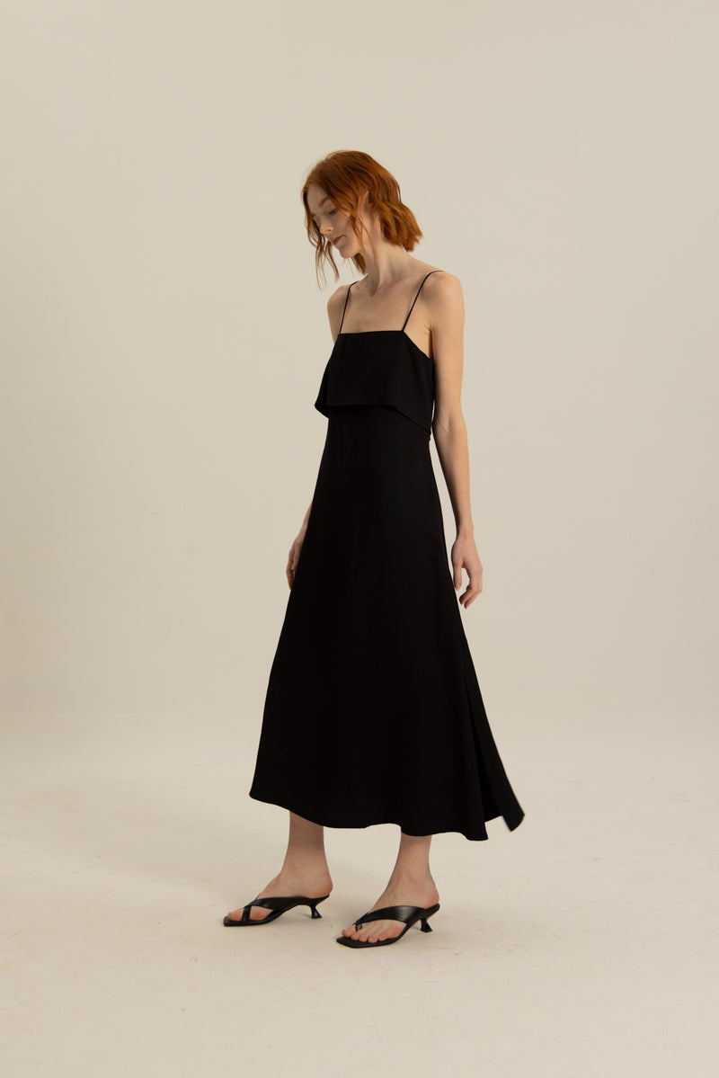 Sienna Layered Cami Dress in Black