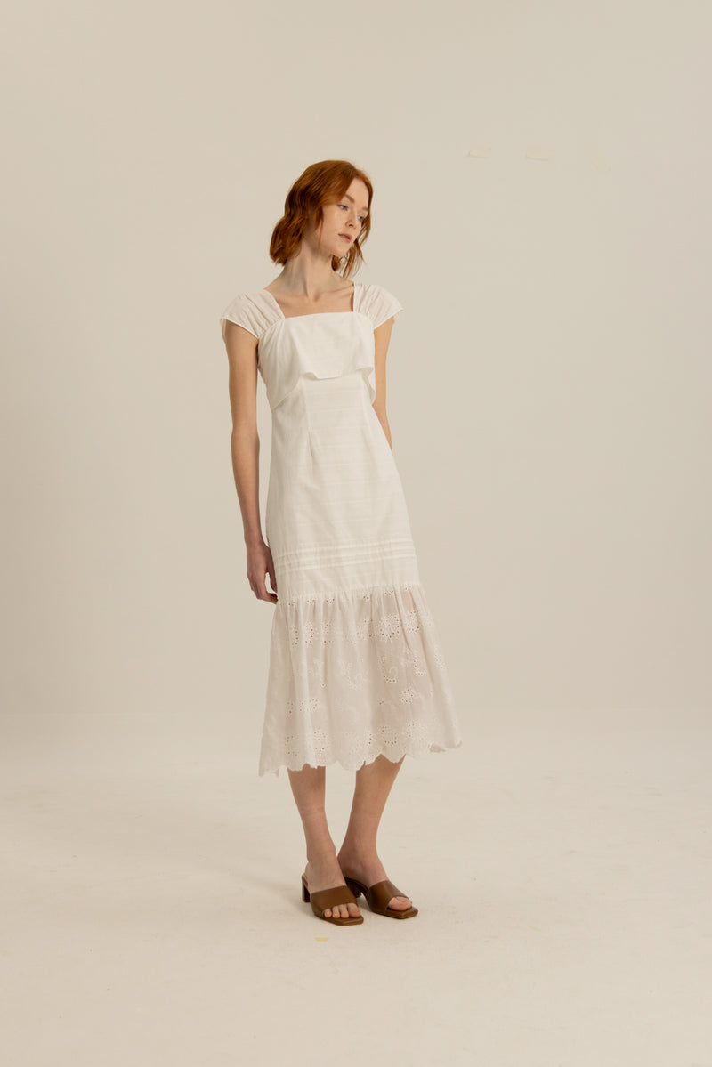 Taylor Layered Sleeved Dress in White