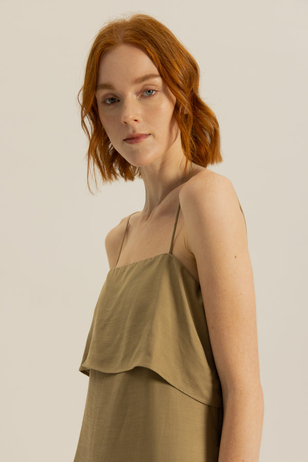 Sienna Layered Cami Dress in Olive