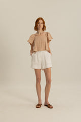 Noel Elasticated Day Shorts in White