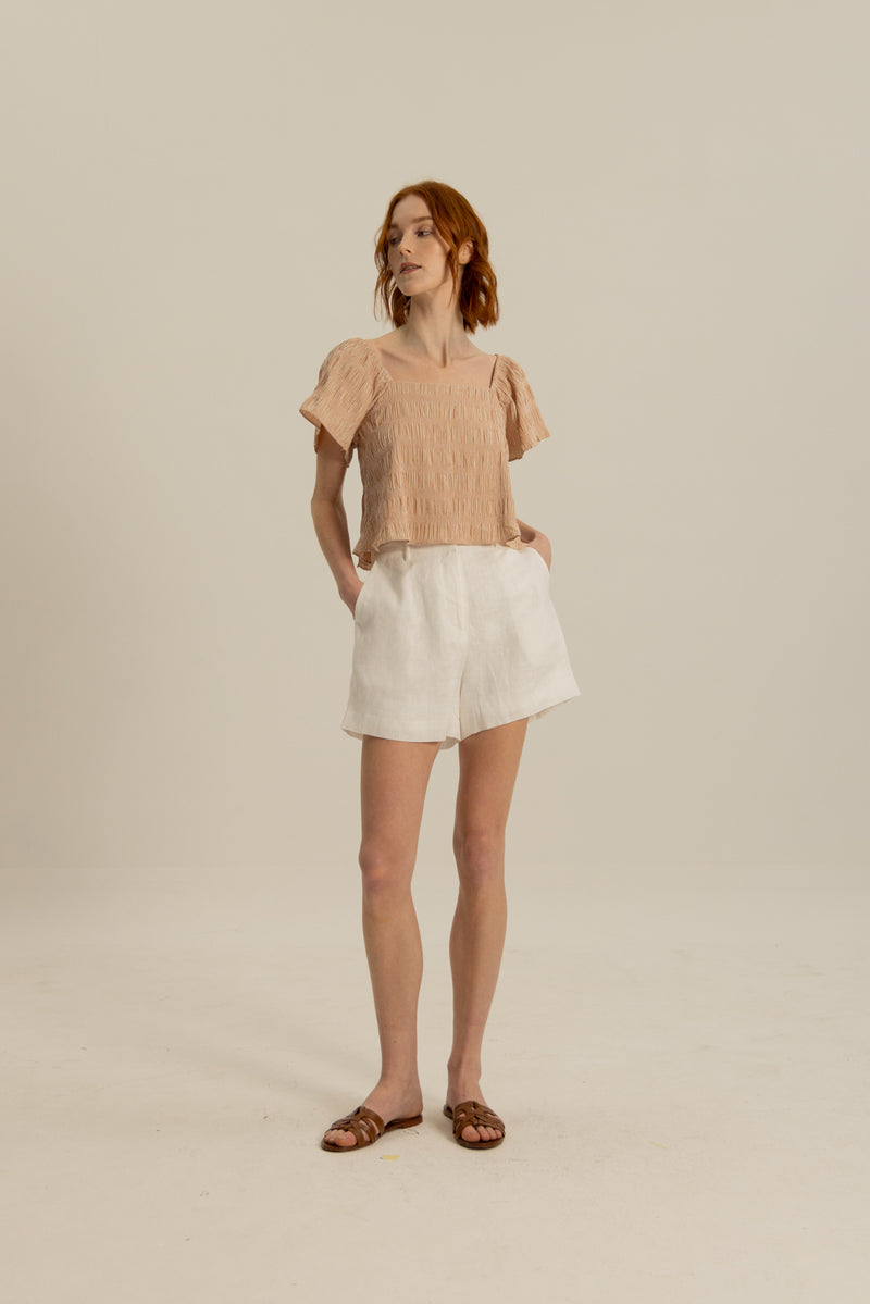 Noel Elasticated Day Shorts in White