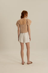 Noel Elasticated Day Shorts in White