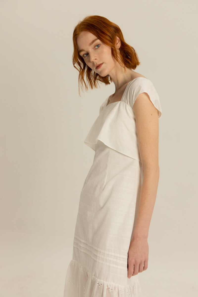 Taylor Layered Sleeved Dress in White