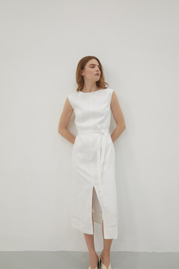Phoebe Column Dress in White