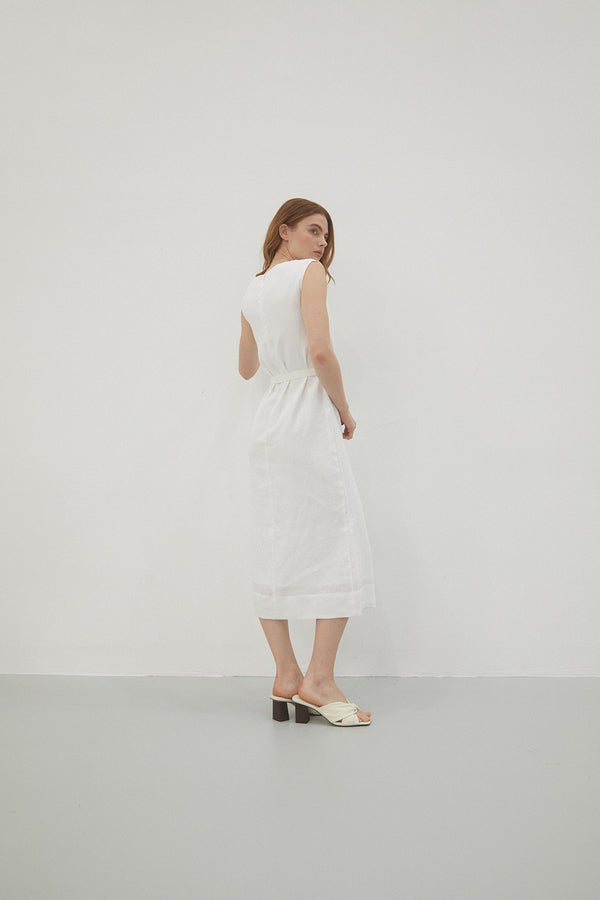Phoebe Column Dress in White