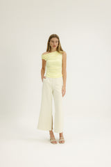 Viktoria One Shoulder Jersey Top in Canary Yellow