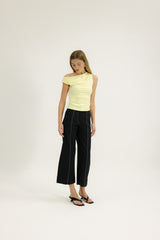 Viktoria One Shoulder Jersey Top in Canary Yellow
