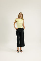 Viktoria One Shoulder Jersey Top in Canary Yellow