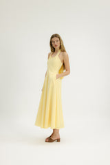 Thyme Halter Dress in Butter Yellow