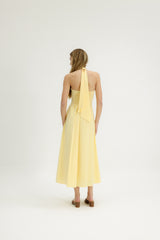 Thyme Halter Dress in Butter Yellow