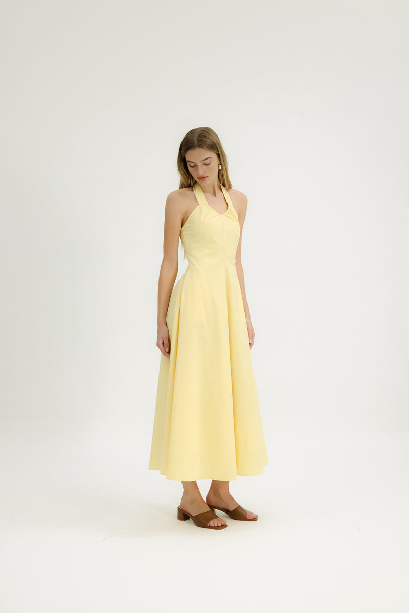 Thyme Halter Dress in Butter Yellow Gnue Thyme Halter Dress in Butter Yellow Gnue
