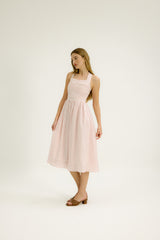 Rebecca Square Neck Dress in Pink Stripe