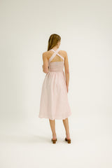Rebecca Square Neck Dress in Pink Stripe