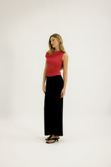 Viktoria One Shoulder Jersey Top in Poppy Red