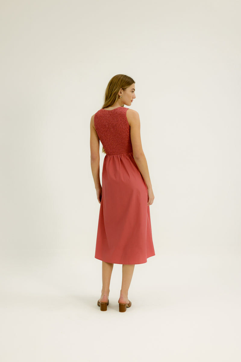 Serenity Shirred Dress in Rose  Gnue
