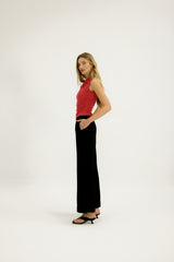 Viktoria One Shoulder Jersey Top in Poppy Red