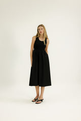Serenity Shirred Dress in Black
