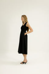 Serenity Shirred Dress in Black